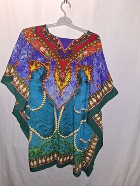 Just Class Bright Multicolor Printed Tunic Beach Cover-up